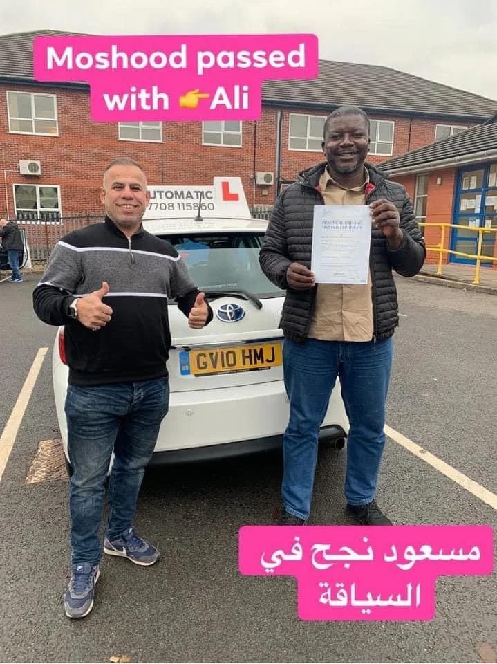 Moshood passed their driving test with Ali Bayati